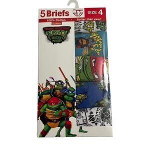 Teenage Mutant Ninja Turtles Boys Size 4 Cotton Briefs Tagless Underwear 5 Pack